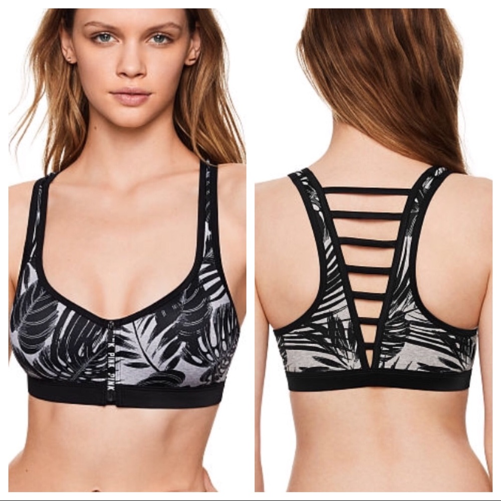 NEW VS PINK Ultimate Push Up zip front sports bra